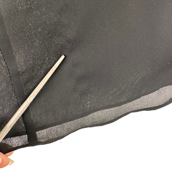 Parker Womens Ruffle Keyhole Neck Sleeveless Top Size Small Black Semi Sheer - Picture 6 of 9